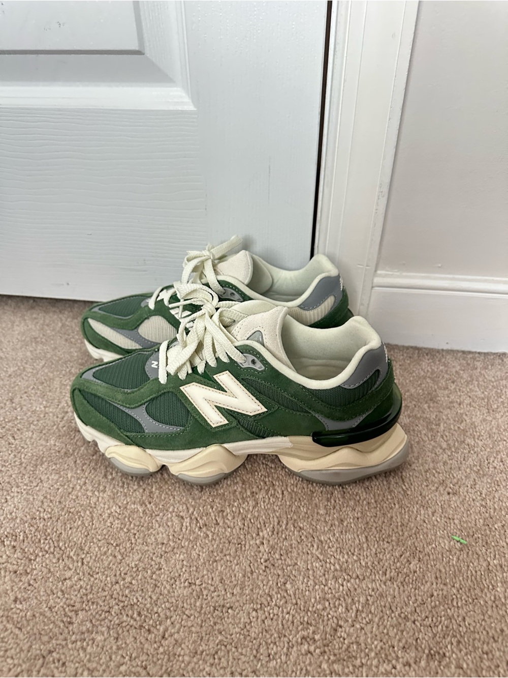 New Balance 9060 Green and Cream Sneakers
